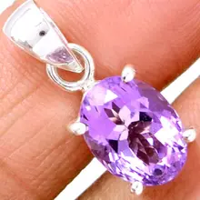 Натуральная аметистовая подвеска 925 пробы серебряные украшения 26 мм AP0934
