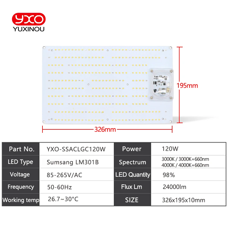 120 Вт без водителя AC 220 В samsung led 300 шт только PCBA Квантовая плата, QB288 V2 PCB с LM301B+ 660nm 3000K diy led растительный светильник