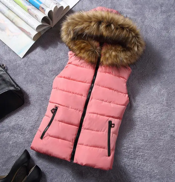 

2018 Autumn Winter Women Padded Vest Korea Slim Hooded Zipper Long Down Jacket Sleevless Warm Waistcoat Plus Size K874