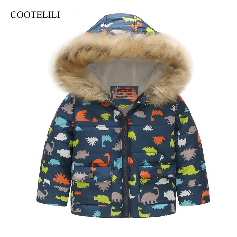 Winter Baby Boy Girl Warm Hooded Jacket Faux Fur Parka Down Outwear Cotton Coat 