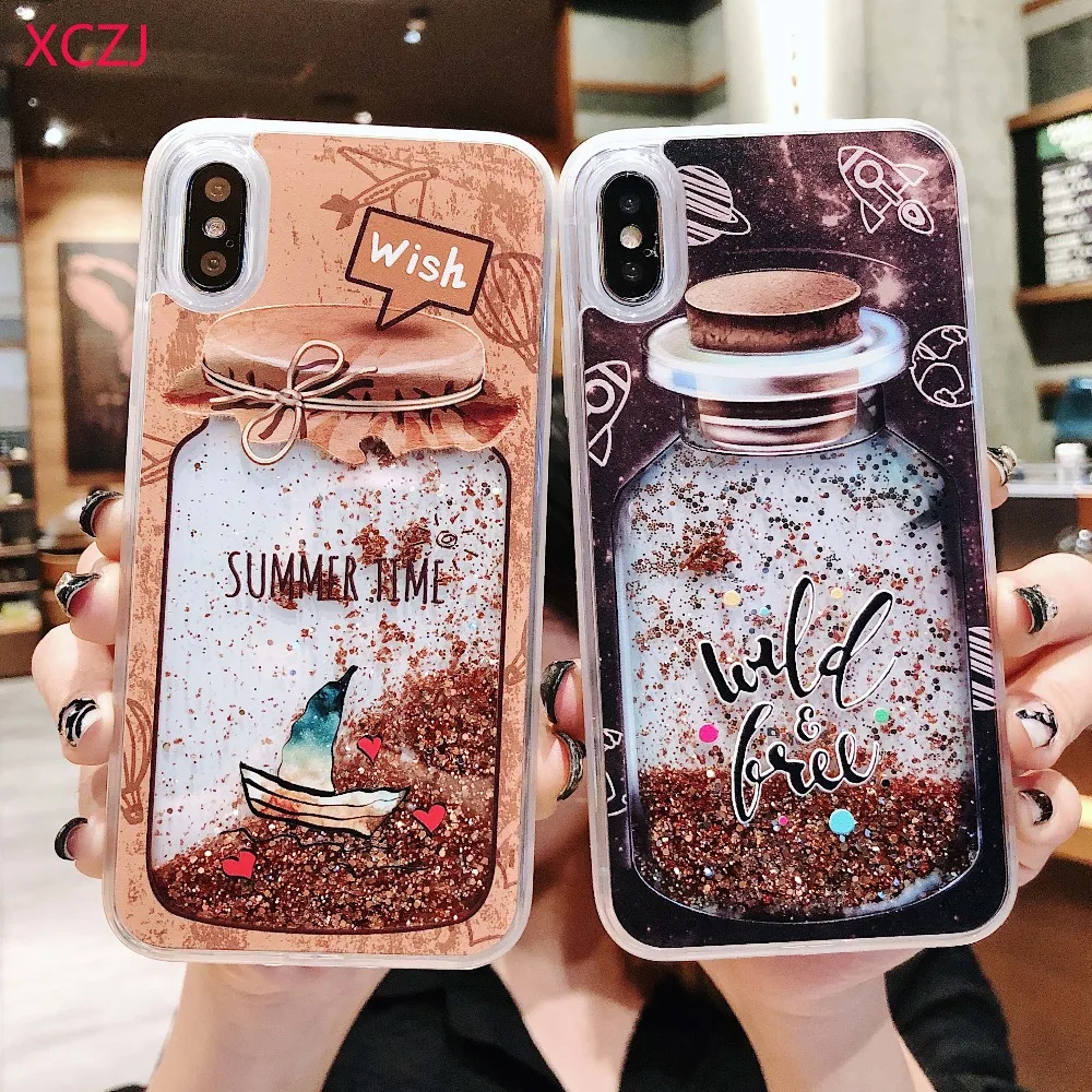 Чехол для телефона XCZJ Wishing bottle iPhone X XR Capa сыпучий песок с блестками чехол 7 6s plus 7plus 8