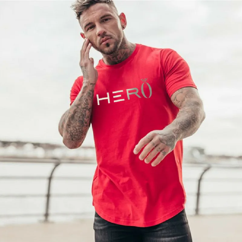

2019 New Men Brand gyms t shirt Fitness Bodybuilding Slim fit Cotton Shirts Short Sleeve workout male sporting Tee Tops clothing