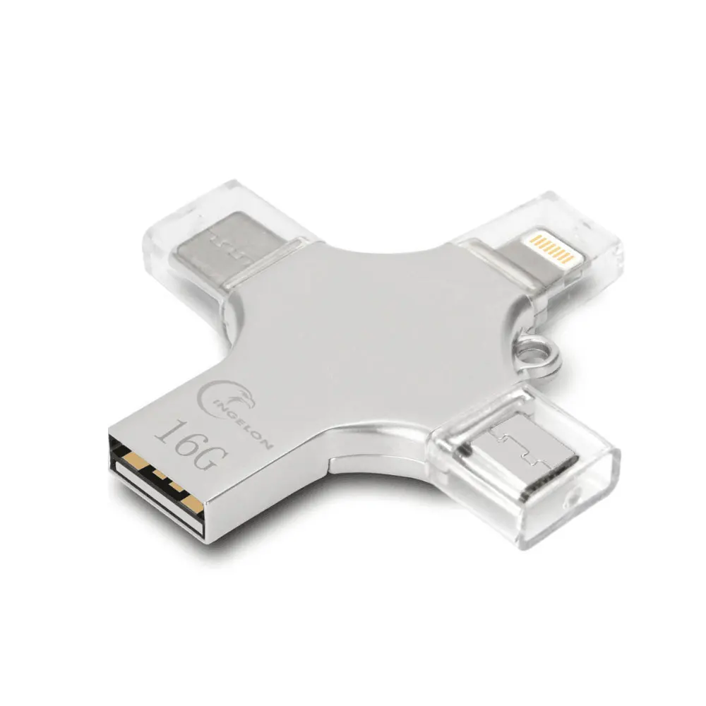 флешка для айфона 16 ГБ 32 64 128 4in1 usb flash drive Металла otg типа с компьютера memory stick iphone ipad