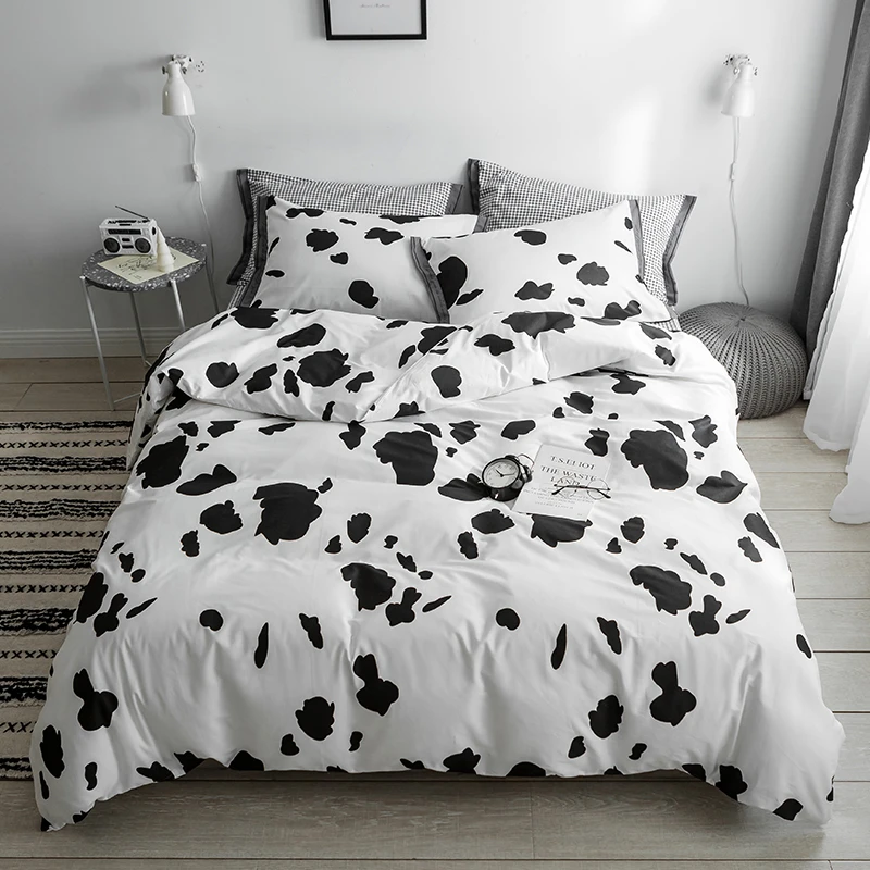 Black White Cows Bedding Sets 100 Cotton Bed Linen Duvet Cover Bed Sheet Fitted Sheet Pillowcase Bed Sets Queen King Size 4pcs Bedding Sets Aliexpress