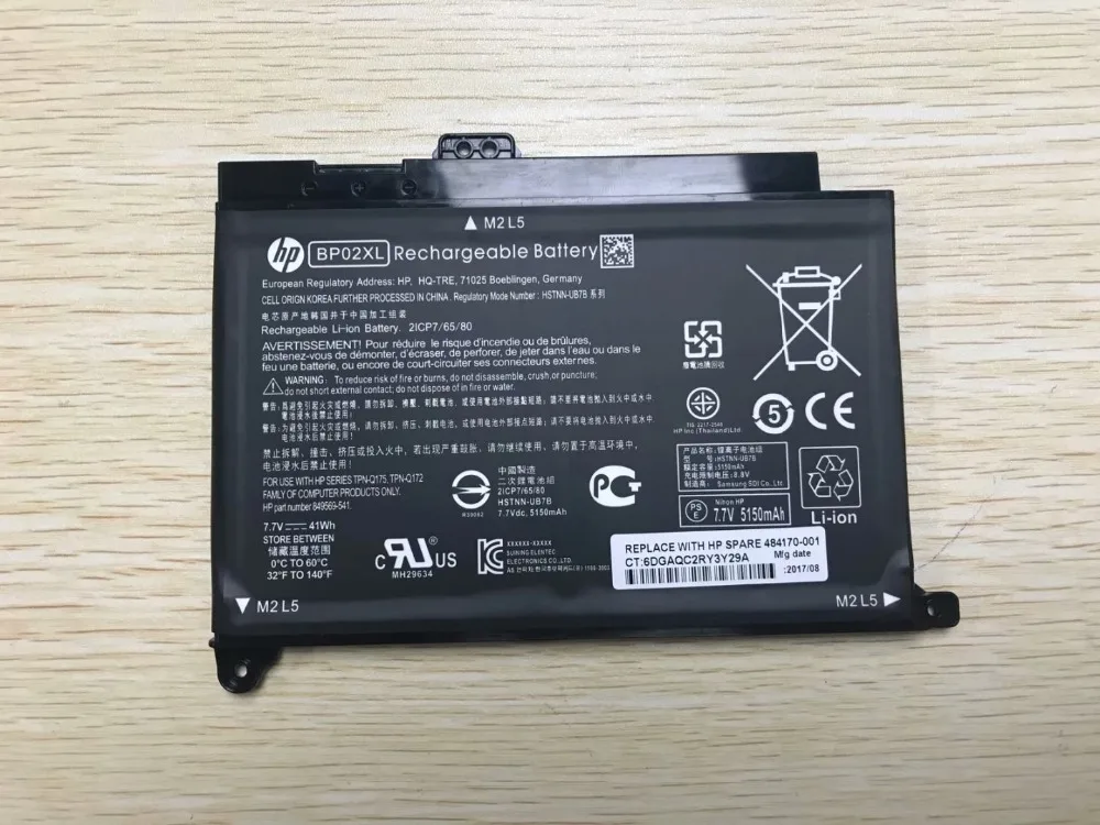

New genuine original Battery for HP Pavilion Notebook PC 15 15-AU BP02XL BP02041XL HSTNN-LB7H HSTNN-UB7B 7.7V 41WH