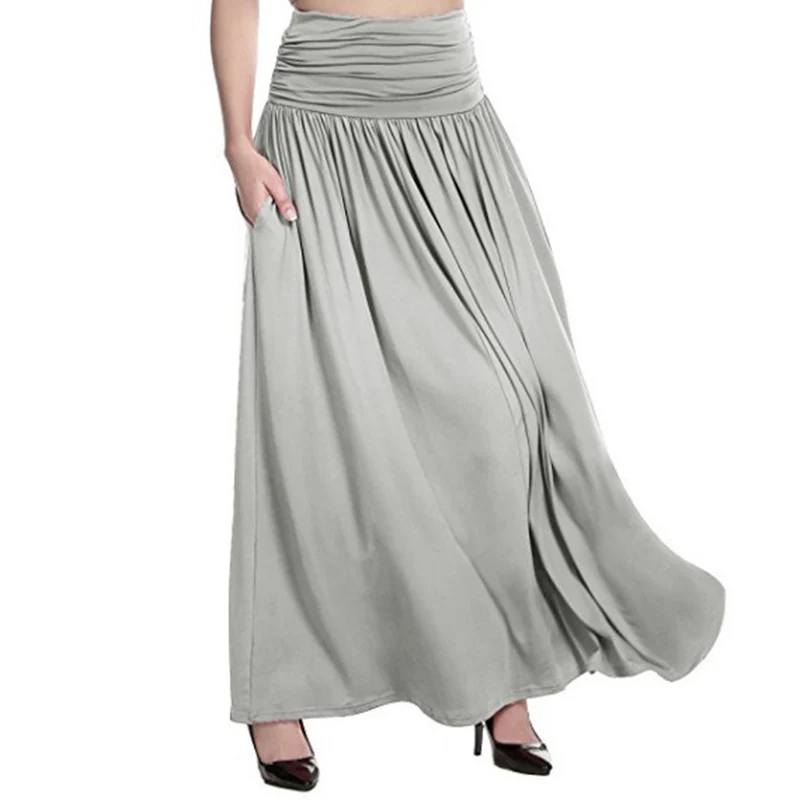 Oversized Women Lady High Waist Flared Pleated Long Dress Gypsy Maxi ...