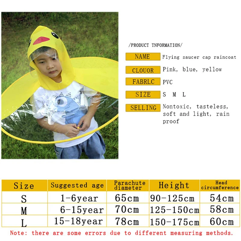 Raincoat poncho creative kids rain cover cute cartoon duck UFO children's raincoat boys and girls umbrella hat windproof poncho rain gear