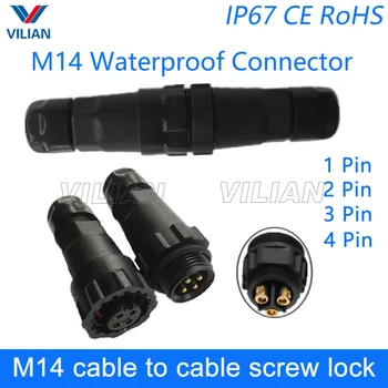 

M14 waterproof Electrical wire Connector male female plug IP67 led outdoor display socket cable to cable 1 unit