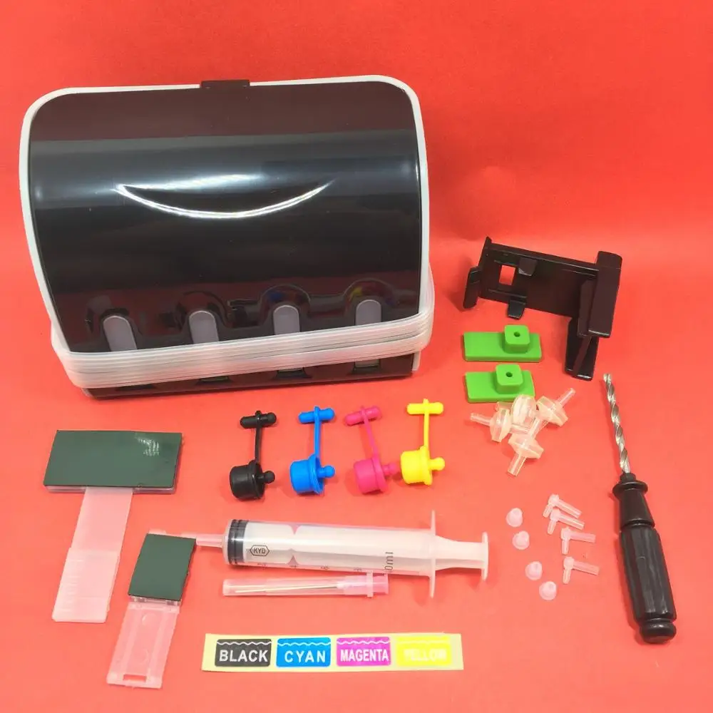 Yotat Universale Fai Da Te Ciss Kit 4 Colori Ciss Serbatoio Di Inchiostro Accessori Di Ricambio Per Hp 21 22 60 61 56 57 74 75 901 121 300 122 301