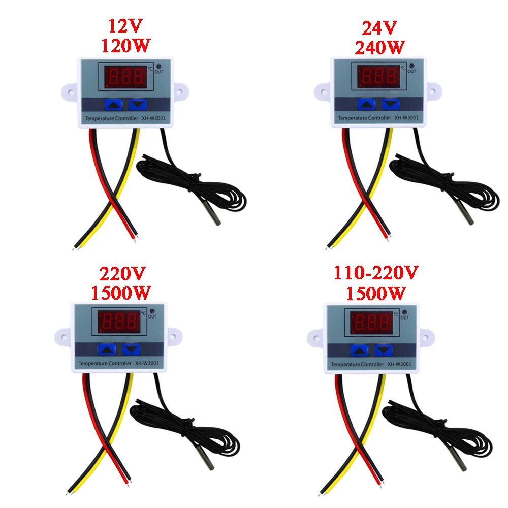

10A 12 V 24V 220VAC Controller Digital Temperature LED XH-W3001 for Cooling Incubator Heating Switch NTC Thermostat Sensor