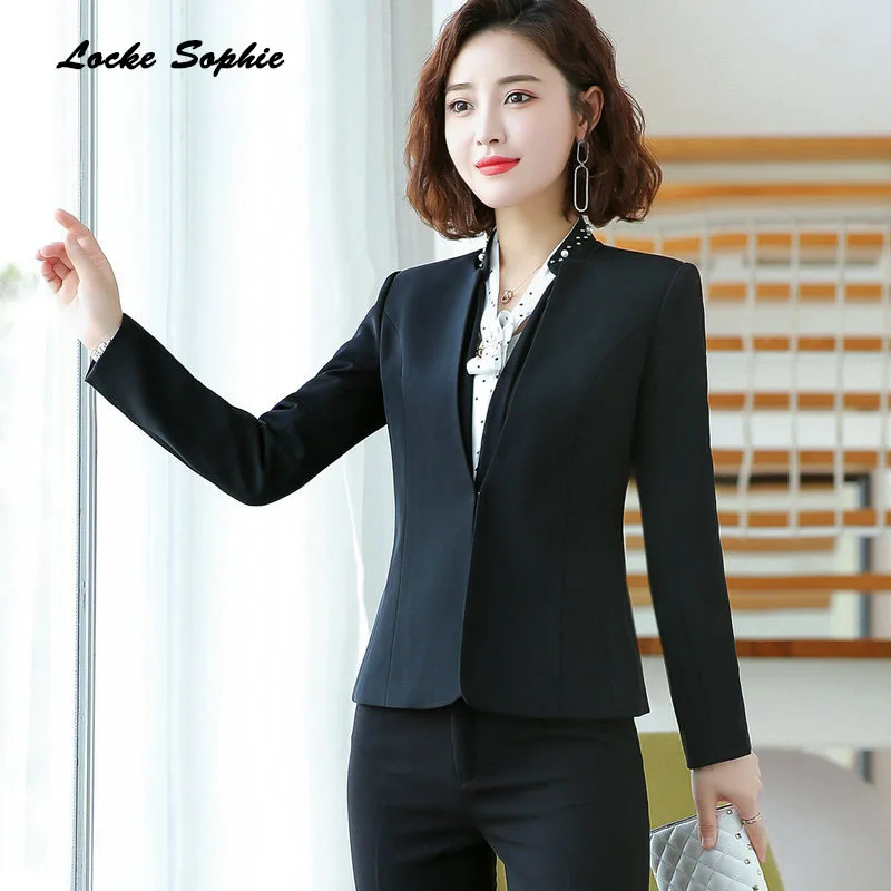 Women's Plus size Blazers coats 2019 Autumn cotton blend Long sleeves V-neck Small Suits jackets ladies Skinny Blazers Suits