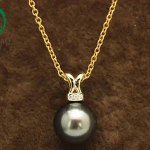 14k желтое золото драгоценный черный жемчуг& 0.018ct алмазный кулон производитель