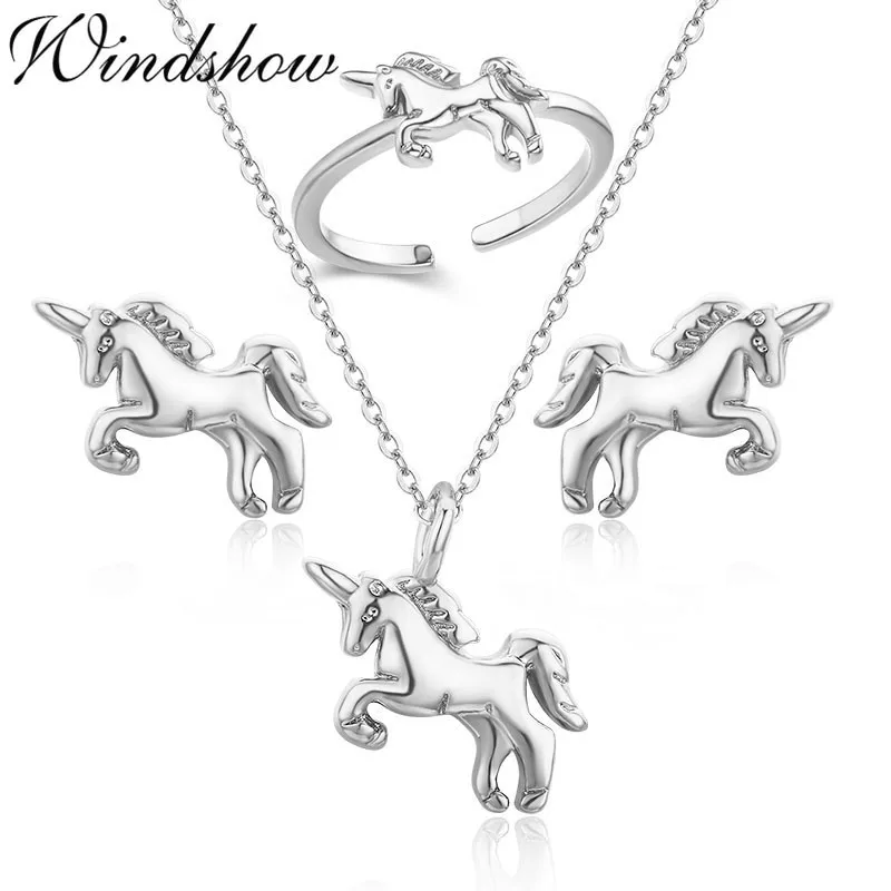 Комплект из колье и серёг с подвеской в виде лошади|jewelry sets for women|jewelry setssmall jewelry |