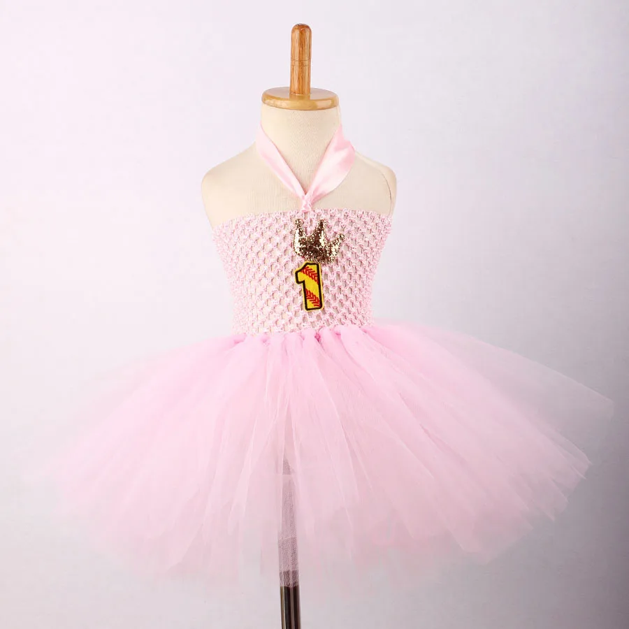 Crown Princess Baby 1st Birthday Tutu Dress Little Girl Baptism Clothes Infant Party Dresses for Holiday Photo Props (6)