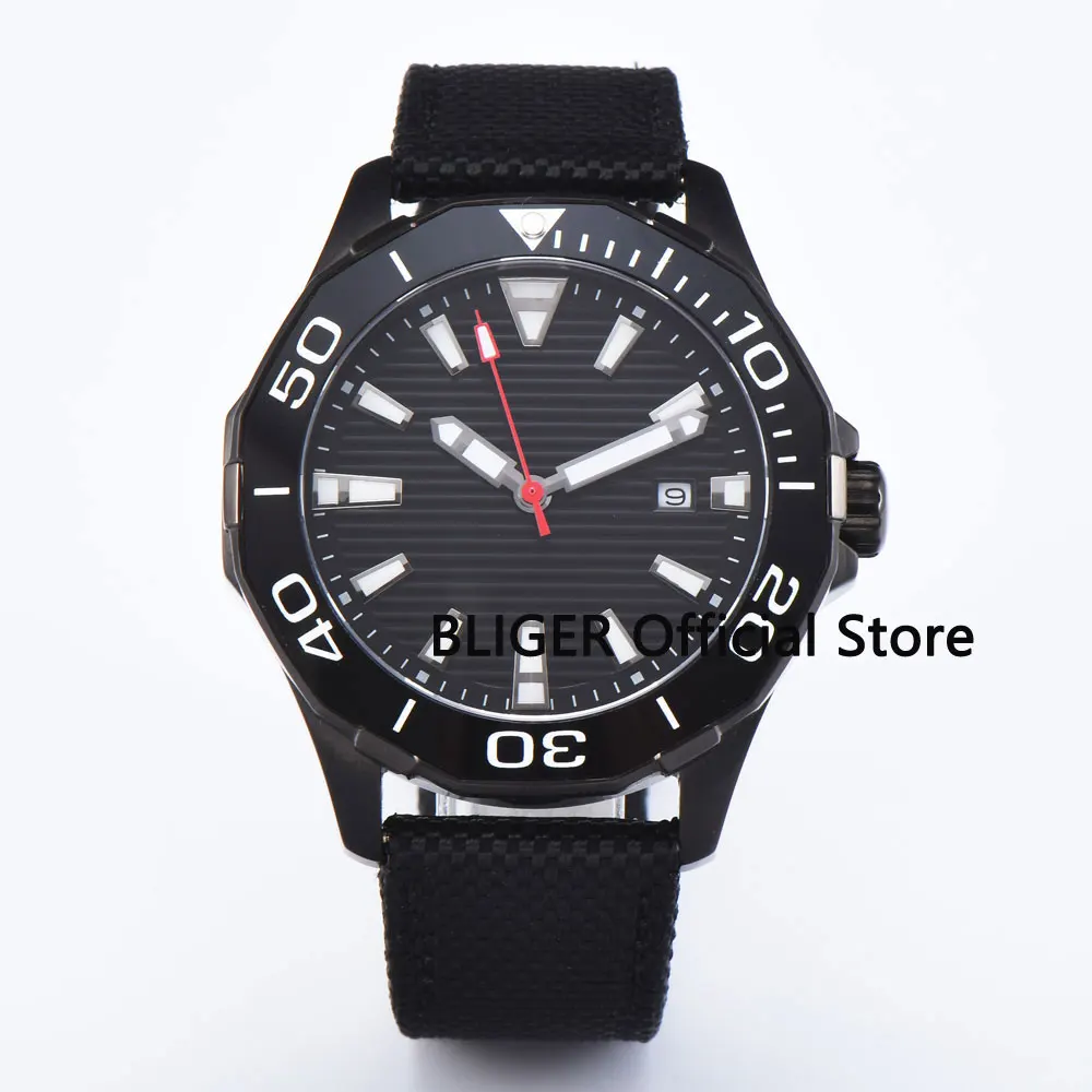 

Luxury 45mm Black Sterile Dial Stainless PVD Coated Case Luminous Sapphire Crystal Miyota Automatic Movement Men's Watch PL-10