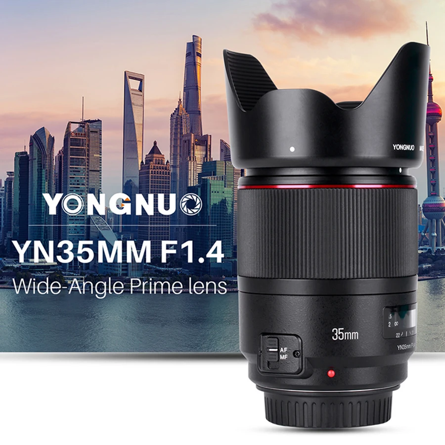 YONGNUO YN35mm объектив F1.4 широкоугольный PrimeBright F1.4 объектив с большой апертурой AF MF Объективы для Canon DSLR камер