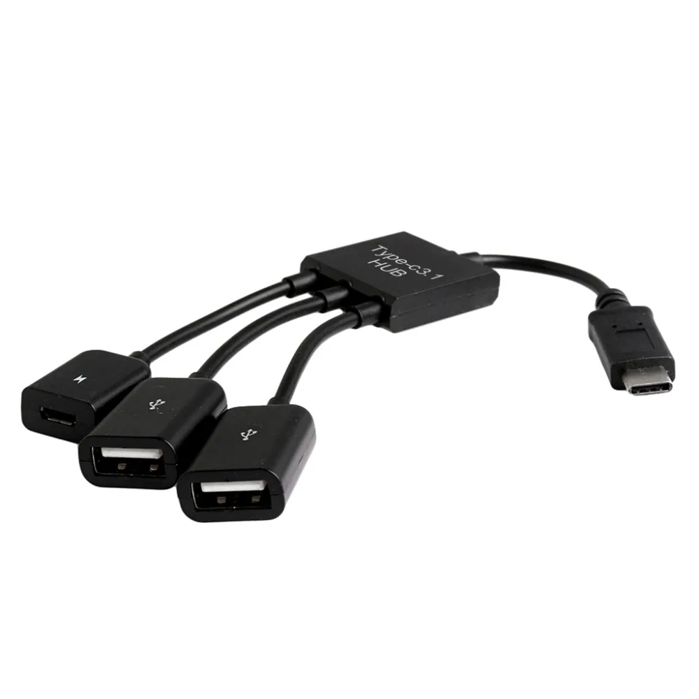 

1 Set 3in1 USB 3.1 Type-C To Micro USB 2.0 Power Charging Host OTG Hub Cable Adapter High Speed