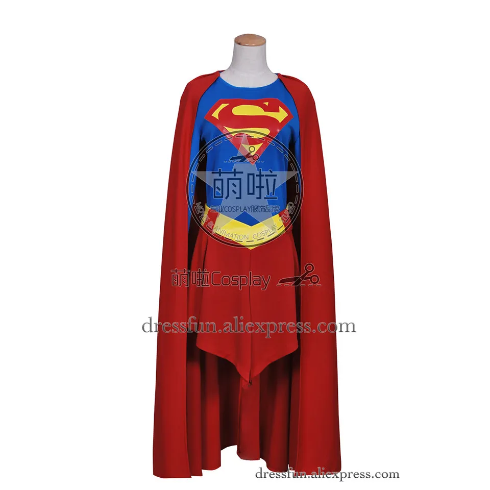 Superman Supergirl Superhero Cosplay Kara Zor-El Costume DC Comics Red Cape Jumpsuit T-shirt Skirt