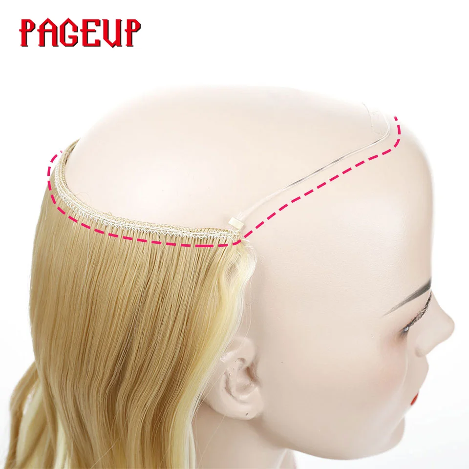 Pageup 20 Inches Blonde Hair Extension Synthetic Color Hair piece Fake Hair Natural Real Clip In Hair Extensions