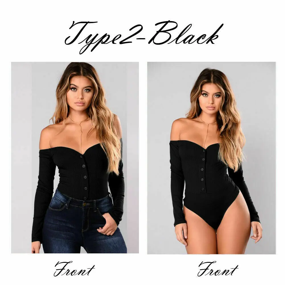 Women Casual Knitted Off Shoulder Bodycon Stretch Leotard Playsuit Tops Bodysuit Women Casual Knitted Off Shoulder Bodycon Stretch Leotard Playsuit Tops Bodysuit