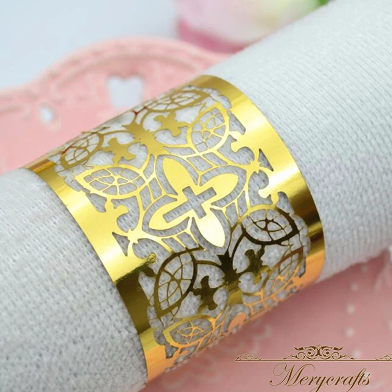 Primera communion Customized gold metallic Laser Cut Cross napkin rings