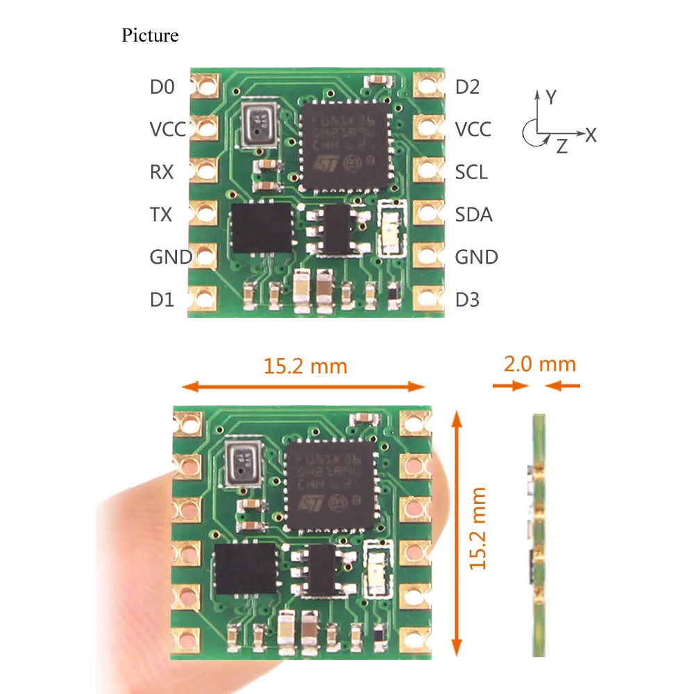 Serial port 6-axis accelerometer / gyroscope BMI160 module, Kalman filter, angle