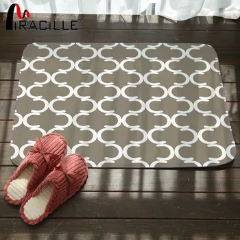 

Miracille Creative Geometry Flowers Printed Coral Velvet Doormat Kitchen Carpets Oriental Rugs Anti-slip Shower Mats Home Decor