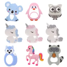 Best Offers 5pc Unicorn Silicone Cartoon Rodent Baby BPA Free Teether Teething Ring DIY Animal Teethers Necklace Food Grade Shower Gift Toys