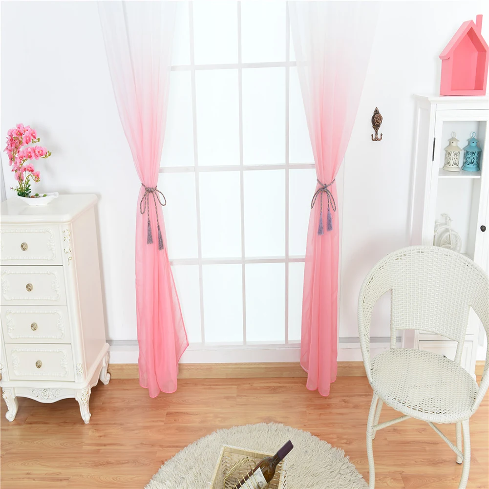 HOT SALE! Modern Gradient Color Window Tulle Curtain Sheer Drape Valance Bedroom Decor Home Textile