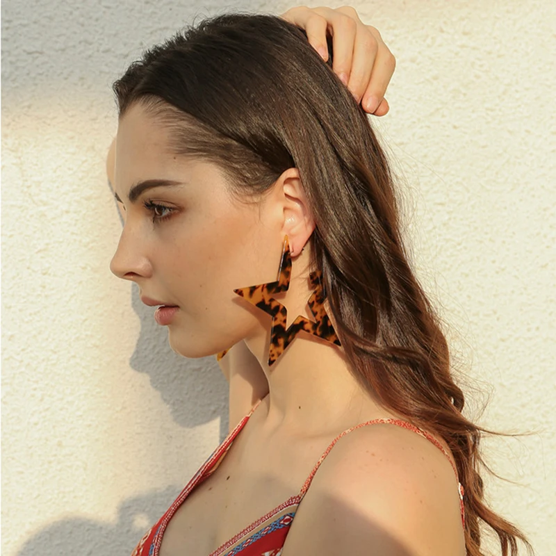 

Exaggerated Large Star Acrylic Earrings for Women Fashion Tortoiseshell Resin Leopard Geometry Statement Dangle Acetate Brincos