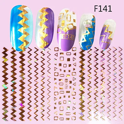 Самоклеющиеся наклейки для ногтей серии F, 12*7,5 см, наклейки для ногтей с цветами, наклейки для дизайна ногтей, украшения для маникюра - Цвет: F141 gold