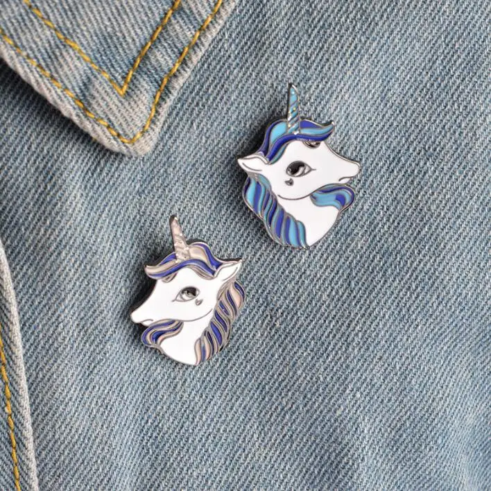 

Jisensp Cartoon Animal Colorful Unicorn Friends Brooch Button Pins BFF Blue Purple Denim Jacket Pin Badge Gift Women Jewelry