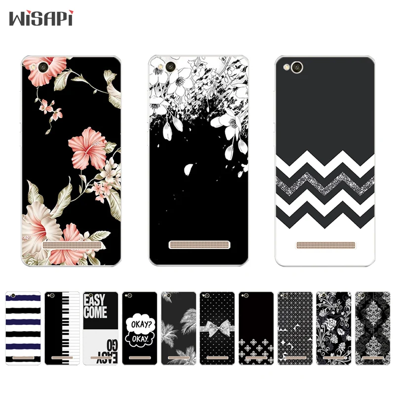 

Silicone For Xiaomi Redmi 4 Pro Phone Case for Redmi 4A 4X Shell Transparent for Hongmi 4 4S Bumper Cover Black & White Pattern