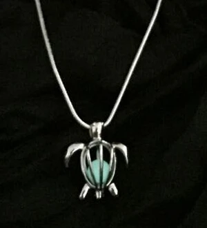 STDP91 Silver Pearl Cage Animal Ocean Tortoise Locket Necklace Stainless Chain STDP91 Silver Pearl Cage Animal Ocean Tortoise Locket Necklace Stainless Chain