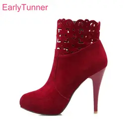 Новые брендовые эффектные пикантные женские ботильоны Красные, Черные Серые Зимние Модные женские телесного цвета обувь на шпильках на