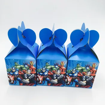 

6PCS/LOT HOT SELLING THE AVENGER CANDY BOXES KIDS BIRTHDAY PARTY FAVORS BABY SHOWER CANDY CASE KIDS FAVOR AVENGERS GIFT BOXES