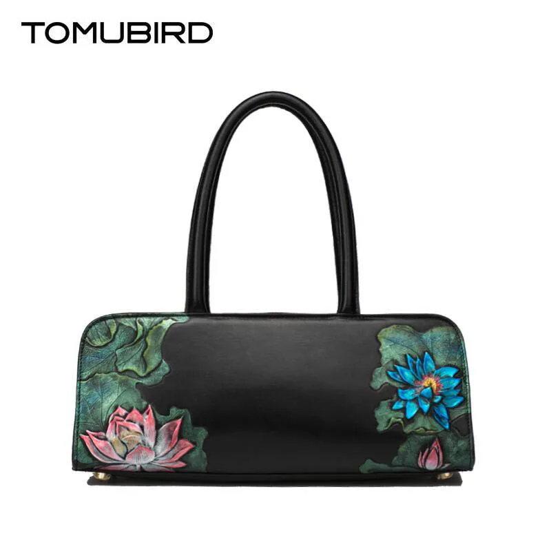 TOMUBIRD Superior first layer genuin leather flower print famous brand women genuine leather handbags shoulder bag