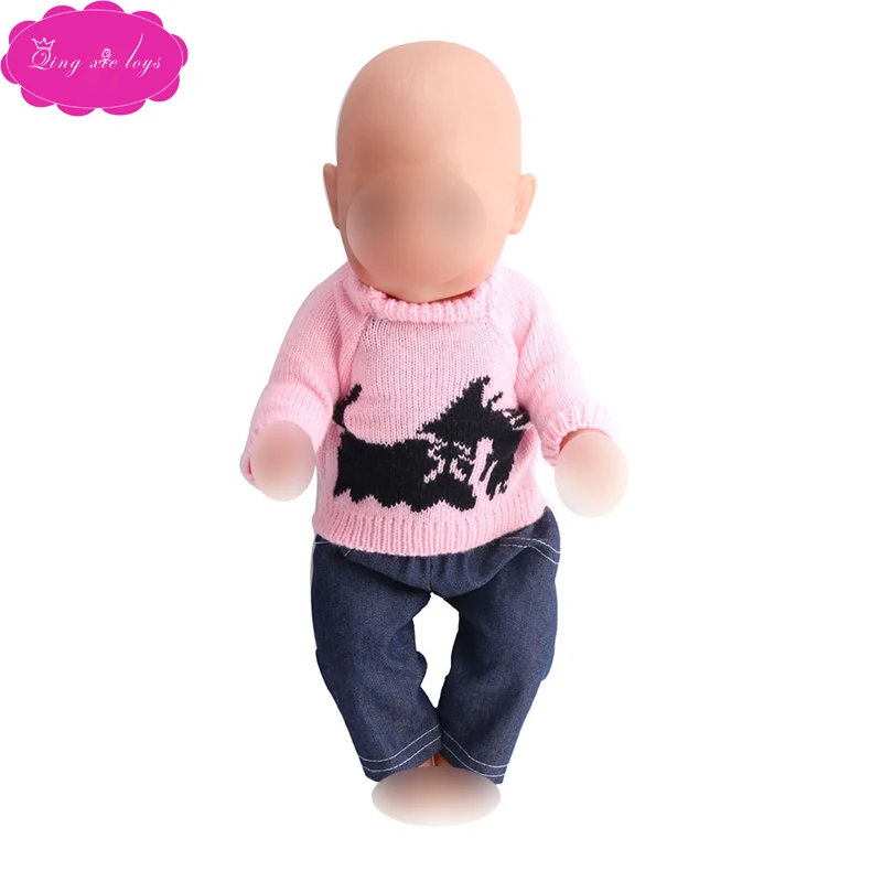 43 см Детские куклы Одежда для новорожденных белая спортивная одежда Повседневная Домашняя одежда свитера Детские игрушки подходят американским 18 дюймовым девочкам кукла f53