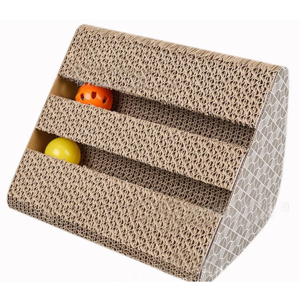 

Pet Cat Toys Corrugated Paper Scratcher with Catnip Lounge Handmade Kitten Scratching Post Interactive Toy For Pet Cat Training