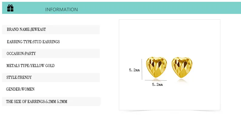 18k Pure Gold Stud Earring Exquisite Elegant Women Jewelry Rose Yellow White Star Miss Girl Gift For Birthday Hot Sale Good New