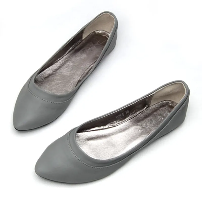 ASILETO/Женская обувь; сезон весна-осень; балетки на плоской подошве; женские балетки; женская кожаная обувь на плоской подошве; zapatos mujer; большие размеры 41; T138 - Цвет: Grey