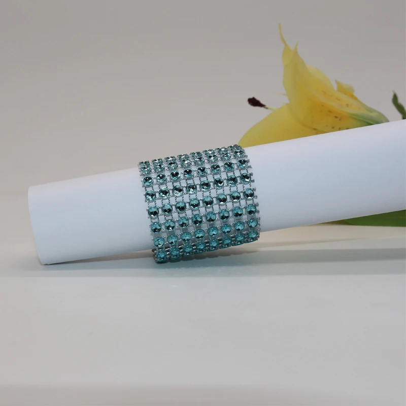 Laial Napkin Rings Plastic Rhinestone Mesh Wrap Napink Ring Holder For