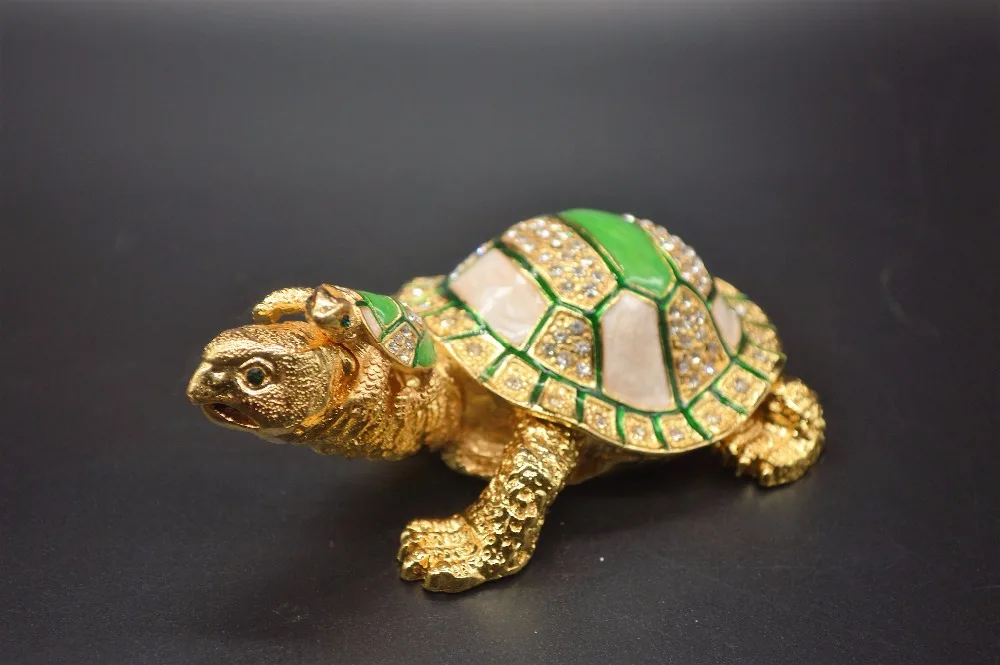 

QIFU Tortoise style trinket box home decor figurine