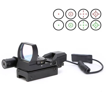 

Hunting Optics Scope 1x22x33 Reflex Holographic Sight 4 Reticle Red Green Dot Scope with Red Laser Sight Scope for 20mm Rail
