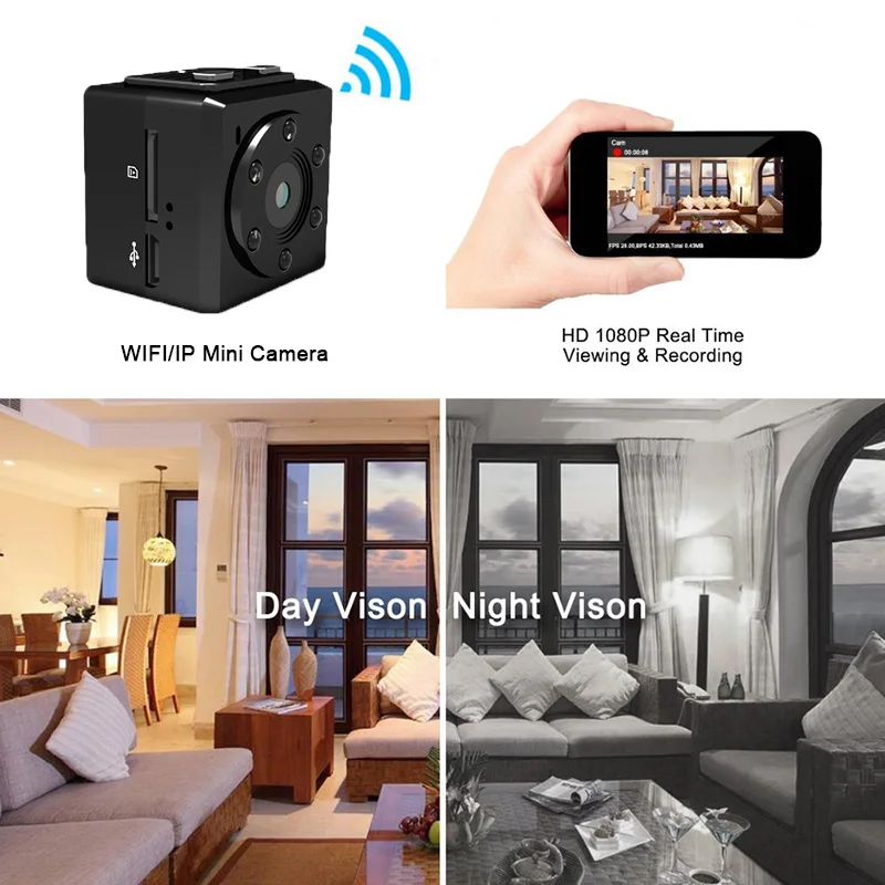 1080 P Мини Wifi IP камера инфракрасная ночного видения HD зарядка во время записи видео