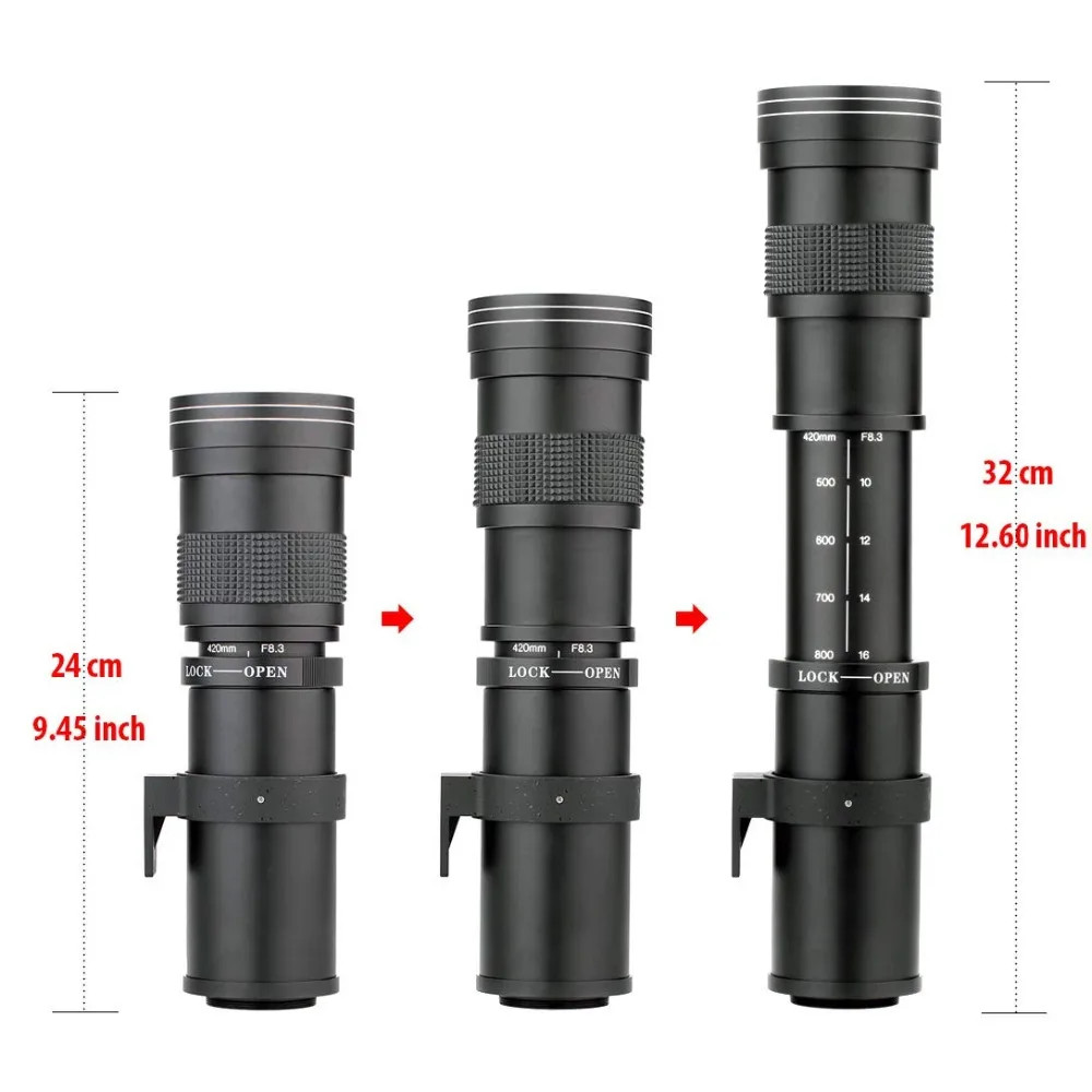 Mcoplus 420 800 мм F8.3 16 супер телеобъектив ручной зум объектив для Canon Nikon Sony Pentax DSLR