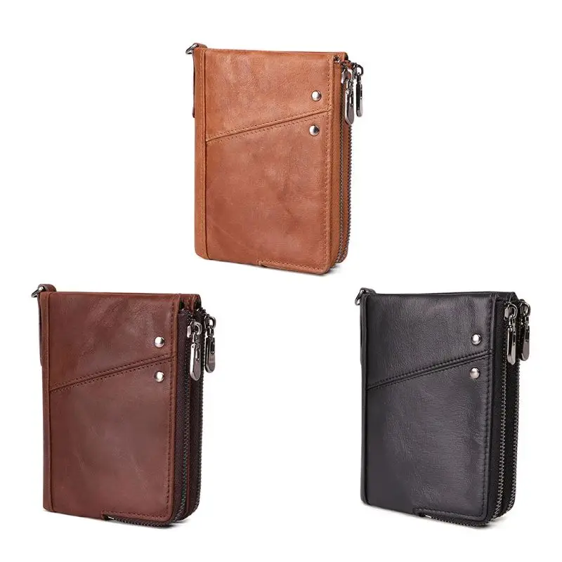 

THINKTHENDO 2019 New Vintage Men's Genuine Leather RFID Wallet ID Money Credit Card Holder Money Pocket