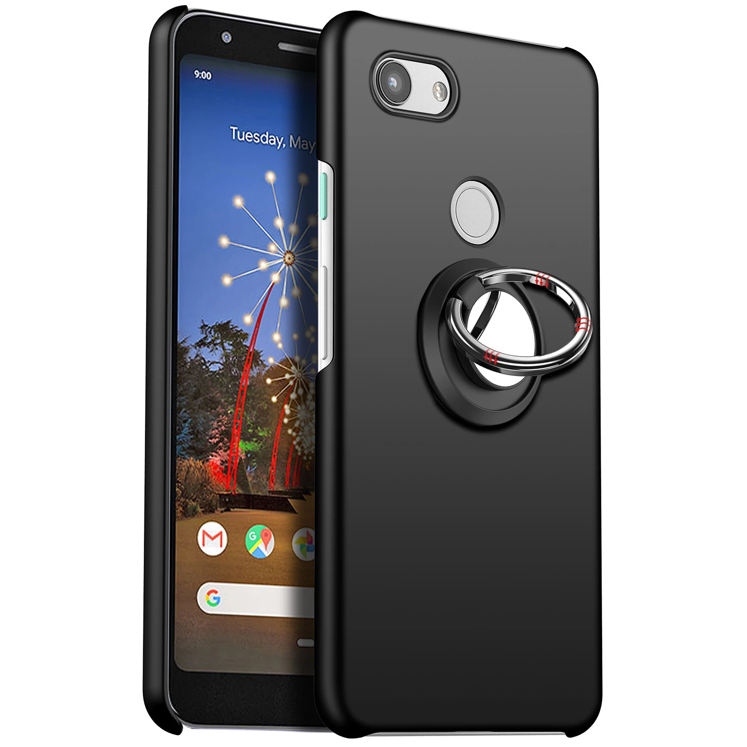 

For Google Pixel 3A Pixel 3A XL 3 XL Case, Ultra-Thin Minimalist Slim Magnetic Bracket Ring Car Holder Kickstand Cover