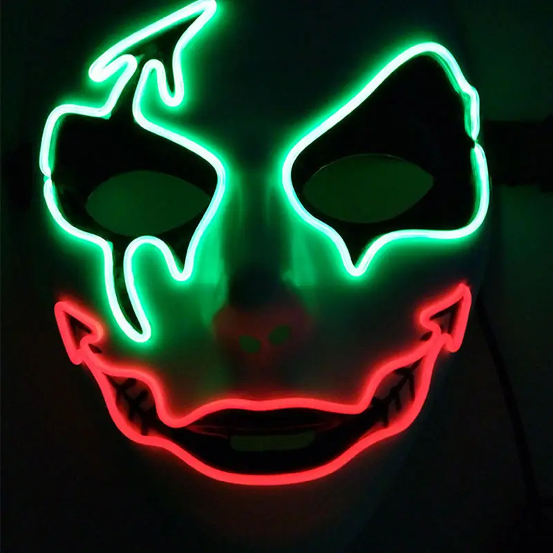 Маска на Хэллоуин Светодиодный светильник Вечерние Маски Неон Косплей тушь для ресниц ужас светящийся в темноте маска