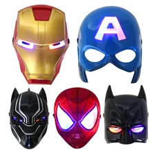 Новинка, светящаяся маска, Мстители, Человек-паук, железный человек, Бэтмен, Капитан Америка, Черная пантера, светильник, маска, игрушки для детей